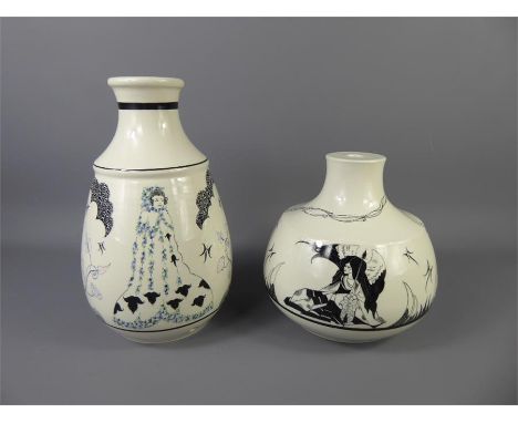 Poole Pottery - S.M Pottinger Lamp Base, approx 26 cms together with another S.M Pottinger lamp base, approx 20 cms, original