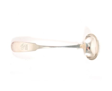 Scottish Minor Guild: A George IV silver sauce ladle, Arbroath circa 1830, Fiddle pattern, engraved crest of a pelican and yo