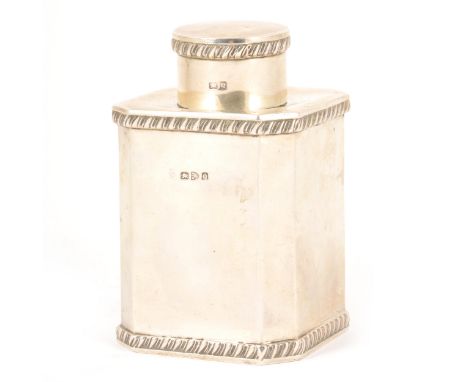 A Victorian silver tea caddy, George Nathan &amp; Ridley Hayes, Chester 1899, of square section with canted corners, flat sho