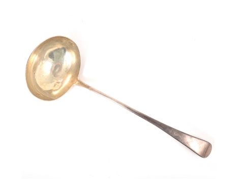 A George III silver ladle, William Eley &amp; William Fearn, London 1800, 5ozs, 32cm.