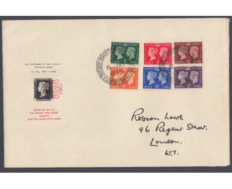 STAMPS FIRST DAY COVER 1940 Centenary illustrated cover with Bournemouth 6th May 1940 handstamp
