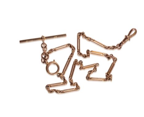 9CT GOLD CHAIN-LINK POCKET WATCH CHAIN (c.14 grams)