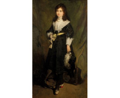 EDUARD CHARLEMONT (1848-1906) A full length portrait of the Hon. Alice de Worms (1865-1952) aged eight, signed and dated 1873