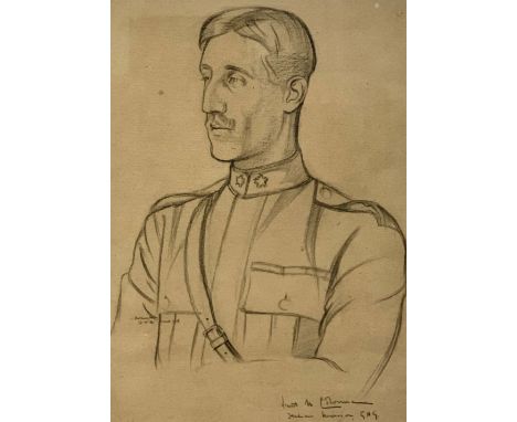 SIR WILLIAM ROTHENSTEIN (1872-1945) A bust-length portrait of Lieutenant M. Colonna of the Italian Army, signed and dated Mar
