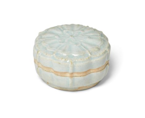 A Chinese qingbai lobed cosmetic box and coverSouthern Song dynastyThe foliated form moulded to the cover with overlapping pe