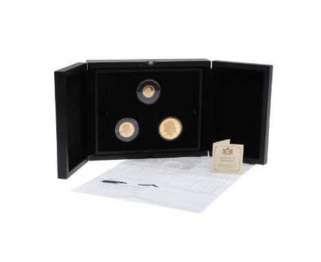 The Trooping the Colour gold fractional set, Jersey, Elizabeth II crowned portrait r. dated 2022, reverse, the Queen mounted 