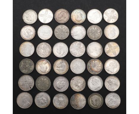 A collection of Florins, Queen Victoria and later: 1873 (pierced), 1883, 1884, 1888, 1891 (2), 1892, 1893, 1897, 1898 (2), 18