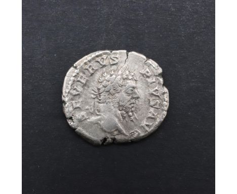 A silver Denarius, laureate head r. Reverse Africa standing r. with a lion at her feet. 3.89g. *CR A nice example with good p