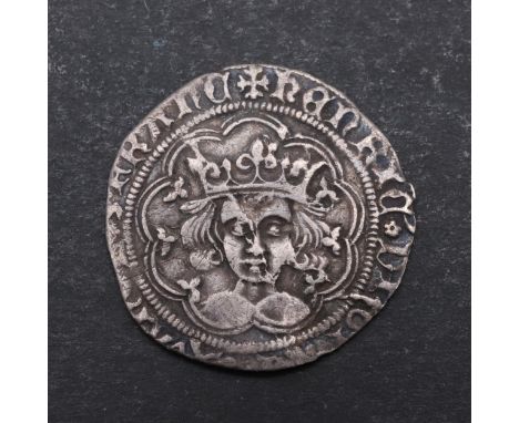 A silver groat, Rosette-mascle issue (1430-31), Calais mint, obverse facing portrait within legend, mint mark Cross Patonce f