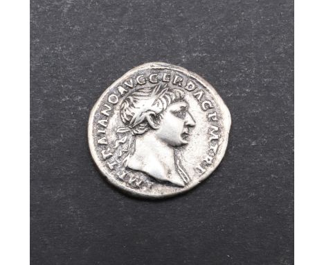 A silver Denarius, obverse with laureate bust r. Reverse Foruna standing l. with a cornucopia and rudder. 2.64g. Provenance C