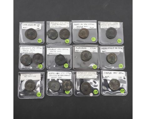 A collection of base metal Antoninianus for Aurelian (5), Vabalathus, Tacitus, Florianus, Probus (5), Carus and Carinus. All 