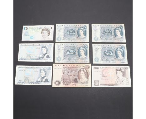 A collection of banknotes including a Series 'C' portrait issue No. B43 858285 signed J.B. Page, a series 'D' note, four seri