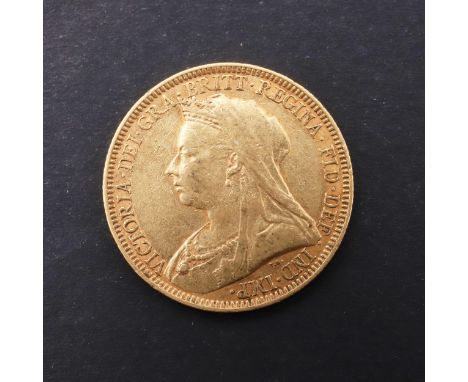 A Queen Victoria Sovereign, Old veiled bust l. reverse St. George and the Dragon, dated 1893. *CR Some light surface marks.