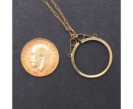 A George V Sovereign,bare headed bust l. reverse St George and the Dragon, dated 1911. With loose fitting mount and light 9ct