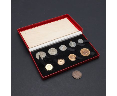 A nine coin specimen set for 1950 comprising Halfcrown, Florin, both Shillings, Sixpence, threepence, penny, halfpenny and fa