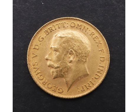 A George V Half Sovereign, bare head portrait l. St George and the Dragon reverse, dated 1915. *CR Light surface marks and ru