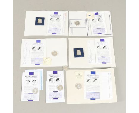 A collection of eight silver proof coins from the Queen Elizabeth the Queen Mother collection: Fiji 1995 'Move to Buckingham 