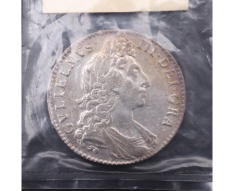 A William III Halfcrown, first laureate and draped bust r. Reverse with crowned cruciform large shields and vacant angles. Da