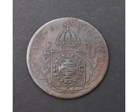 An 1830 80 Reis coin with mint mark R after the date for Rio De Janerio. *CR A nice example slightly weak towards the edge.