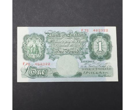 A Series 'A' Britannia issue one pound note number F72 462322 signed C.P.Mahon. *CR A nice example, very light signs of a fol