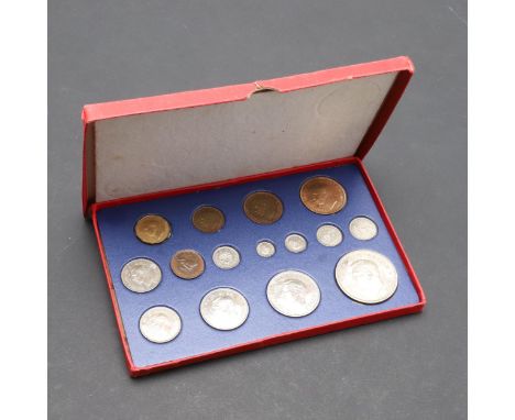 A George VI 1937 15 coin proof set comprising Crown, bare head l. reverse with arms and supporters, dated 1937, similar Halfc