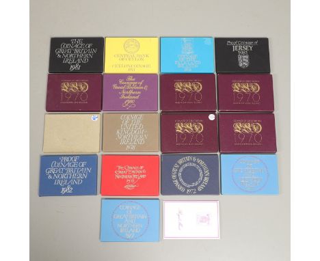 A collection of Royal Mint annual year sets, UK sets for 1970 (5), 1972, 1973, 1976, 1977 (2), 1978, 1980, 1981 and 1982. Als