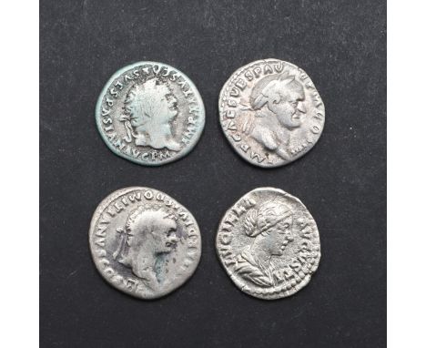 A silver Denarius of Vespasian, laureate head r. Reverse with sacrificial implements and legend Augur Tri Pot, 69-79 A.D. Sim