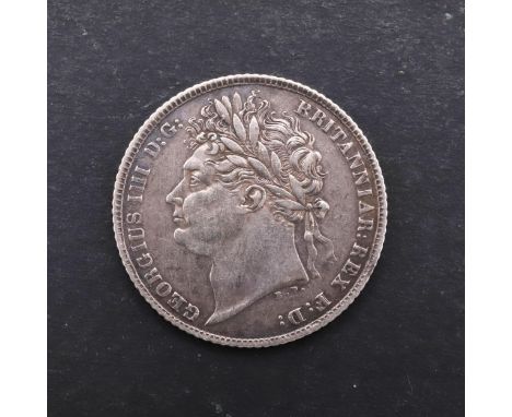 A George IV Sixpence, laureate head l. dated 1821, Reverse with crowned and garnished shield. *CR A nice example with only li