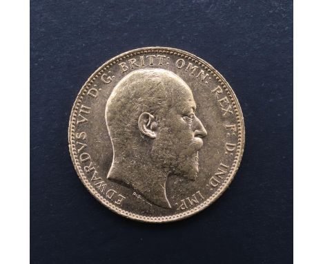 An Edward VII Sovereign, bare head bust r. reverse St George and the Dragon. 1905. *CR A nice example with only light marking