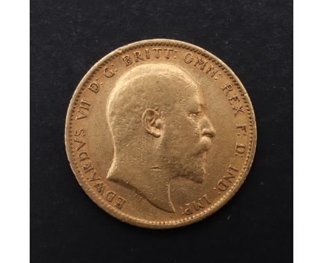 An Edward VII Sovereign, bare head bust r. reverse St George and the Dragon. S to the ground for the Sydney Mint. Dated 1906.