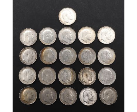 A collection of Edward VII Florins, bare head r. Reverse standing figure of Britannia on a ship's bow. 1902 (2), 1903 (2), 19