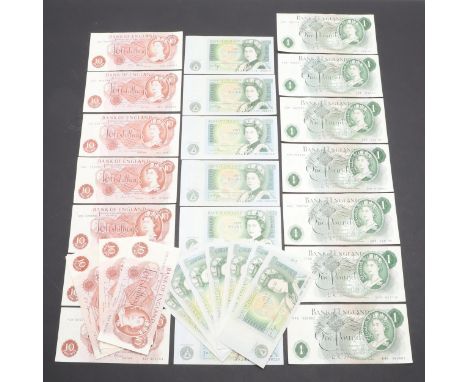 A collection of notes comprising seven Series 'C' portrait issue notes signed L.K. O'Brien, ten similar ten shilling notes si
