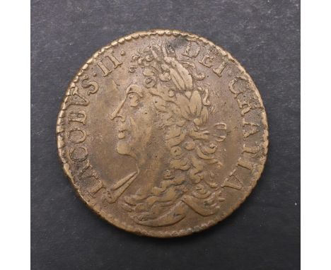 An Irish James II Gunmoney Halfcrown, February 1689, laureate draped bust l. reverse dated Feb 1689, value XXX above a Crown.