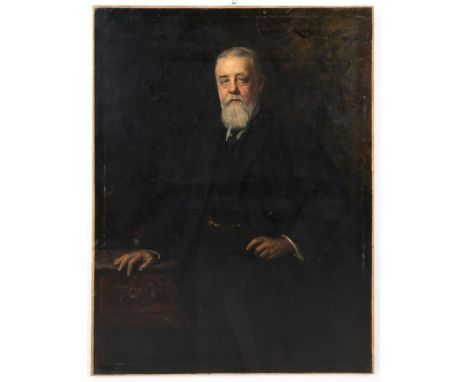 HUBERT VON HERKOMER  (Waal 1849-Budleigh Salterton 1914). Oil painting on canvas depicting "PORTRAIT OF A NOBLEMAN". Signed a