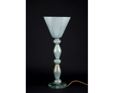 Light blue Murano glass lamp. 60's. 61x23cm approx. Lampada in vetro di Murano azzurro. Anni '60. 61x23 cm ca. 