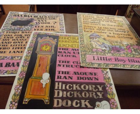 `Three vintage hand painted nursery rhymes  