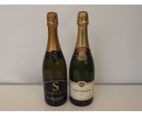 Bottle of Taittinger Champagne and a bottle of Sandford sparkling wine, sealed and unopened 