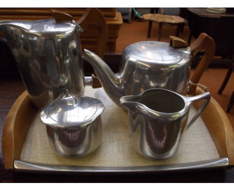 Picquot ware four piece tea service with tray 