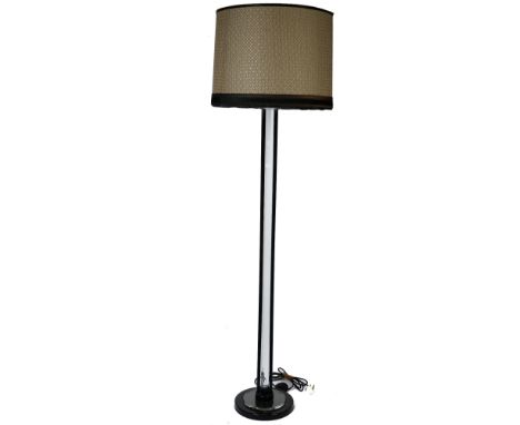 A pair of Lucite and black finish standard lamps, in Art Deco style, the shades applied with tied bows.176cm tall