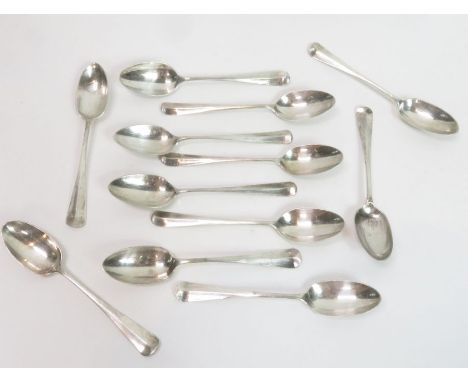 A set of six Victorian silver Hanovarian tea spoons, by G. M. Jackson, London 1889; with a later similar set of hallmarked in