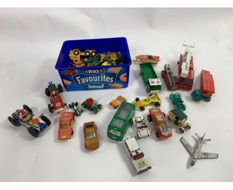 A quantity of mid to late 20th century play worn die cast model vehicles, largely Matchbox, to include 'Merryweather fire eng