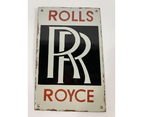 A rectangular Rolls Royce enamel sign, 27.8cm x 17.6cm 