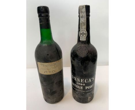 A bottle of Fonseca's 1980 vintage port, together with a bottle of port with handwritten paper label 'Fonseca vintage port 19