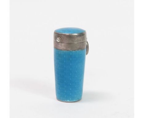 A continental blue guilloche enamel case, stamped ‘935’, housing an unmarked telescopic cheroot holder                       