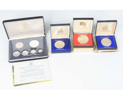 British Virgin Islands, 1974 eight coin proof set, boxed with certificates, together with a Papua New Guinea 1975 silver proo