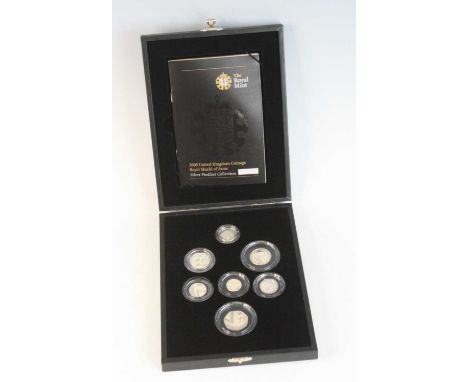 The Royal Mint, 2008 United Kingdom Coinage Royal Shield of Arms Collection, no. 1960, seven silver proof coins one pound to 