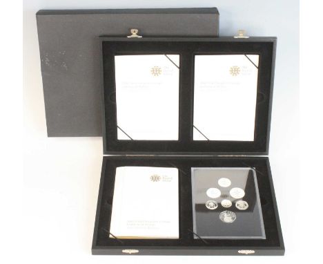 The Royal Mint, 2008 United Kingdom Coinage Emblems of Britain Silver Proof Collection, seven silver proof coins one pound to