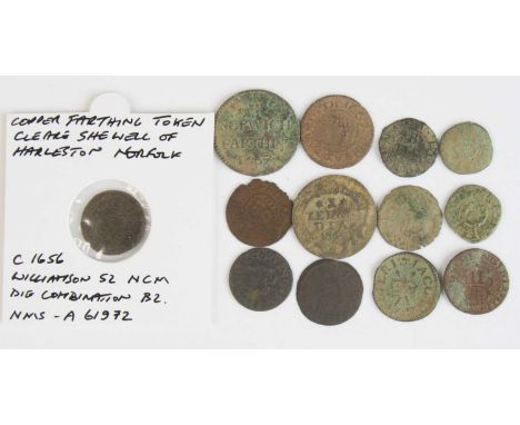 Great Britain, Cleare Shewell 1756 copper farthing token, obv: grocers arms, within an inner circle, rev: the letters C.S, wi