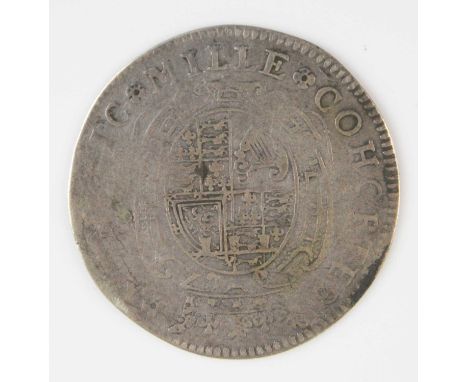 England, James II, Baptism of Prince James, 1633, a silver medal by N. Briot, obv: Princes’s arms in ornately garnished shiel