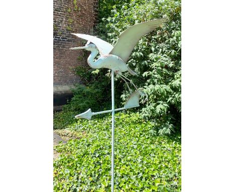 FLYING CRANE WEATHER VANE, faux verdigris finish metal, 131cm H x 58cm W x 60cm D. 